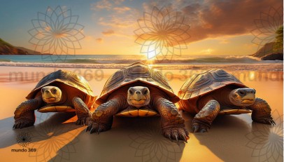 Ilustración Tortugas Doradas de la Sabiduría